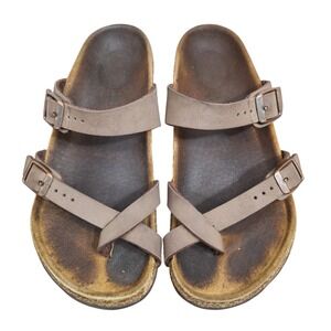 Birkenstock Kids Mayari Mocha Brown Birko-Flor Toe Loop Sandals Girls Size 3.5